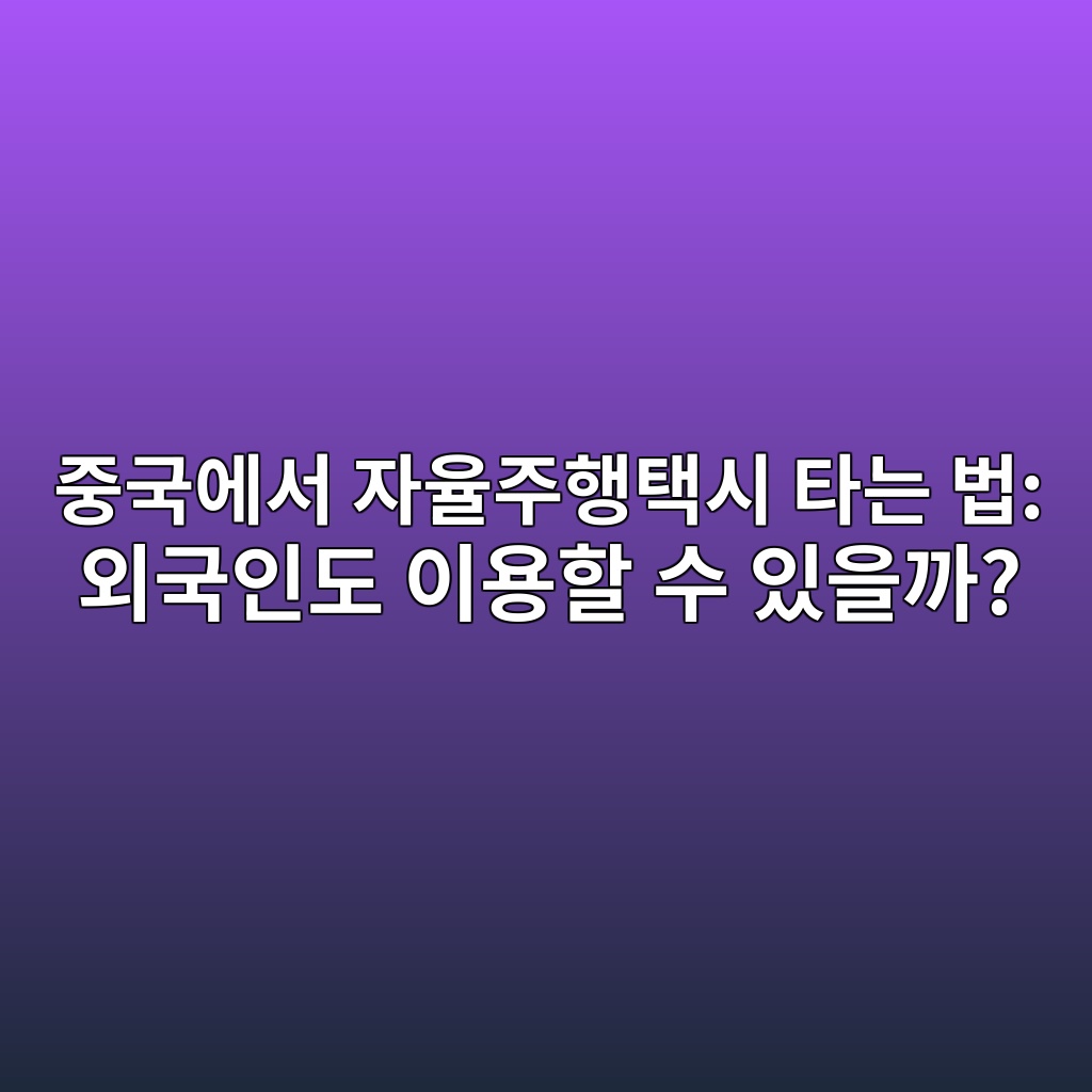 중국에서 자율주행택시 타는 법: 외국인도 이용할 수 있을까? 1 중국에서 자율주행택시 타는 법: 외국인도 이용할 수 있을까?